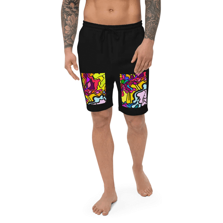 Vibrant Flow Men's Fleece Shorts - Wave at Sunset product image (1)