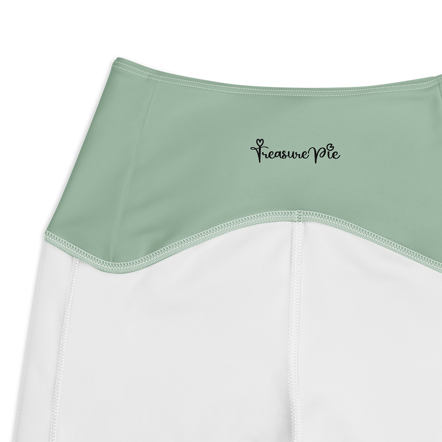 Plain Light Sage Green Soft Summer Women's High Waisted Premium Crossover Leggings with Pockets by Treasure Pie product image (3)