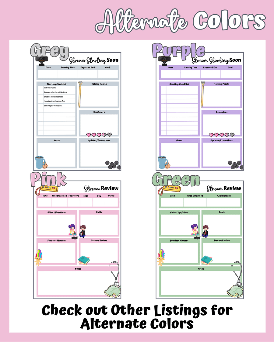 My Daily Stream Planner - Pink Edition | Cute & Functional Digital Download for Streamers product image (5)