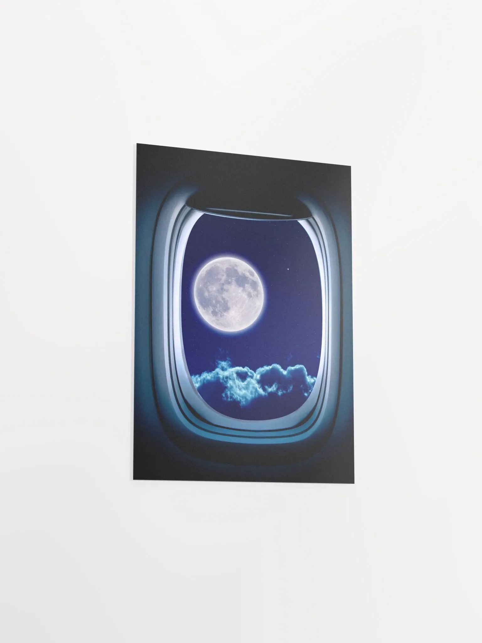 Airplane porthole/window and Moon — Photo paper glossy poster. Space poster, space print, travel gift product image (8)