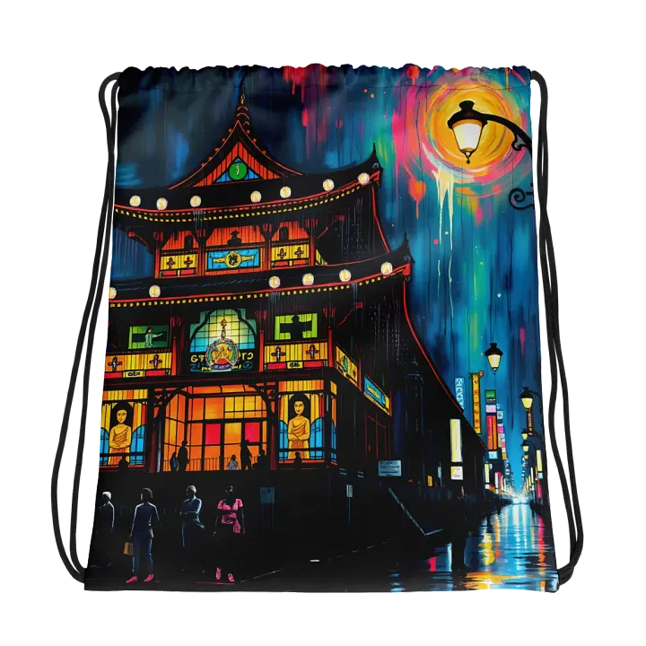 Enchanted Buddhist Temple All-Over Drawstring Bag product image (1)