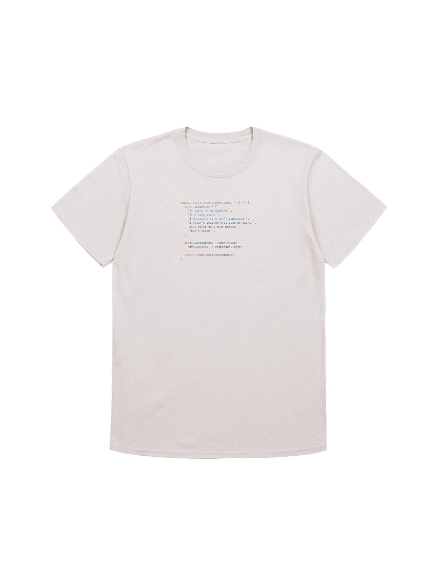 Developer Excuse Javascript Embroidered T-Shirt - Light product image (1)