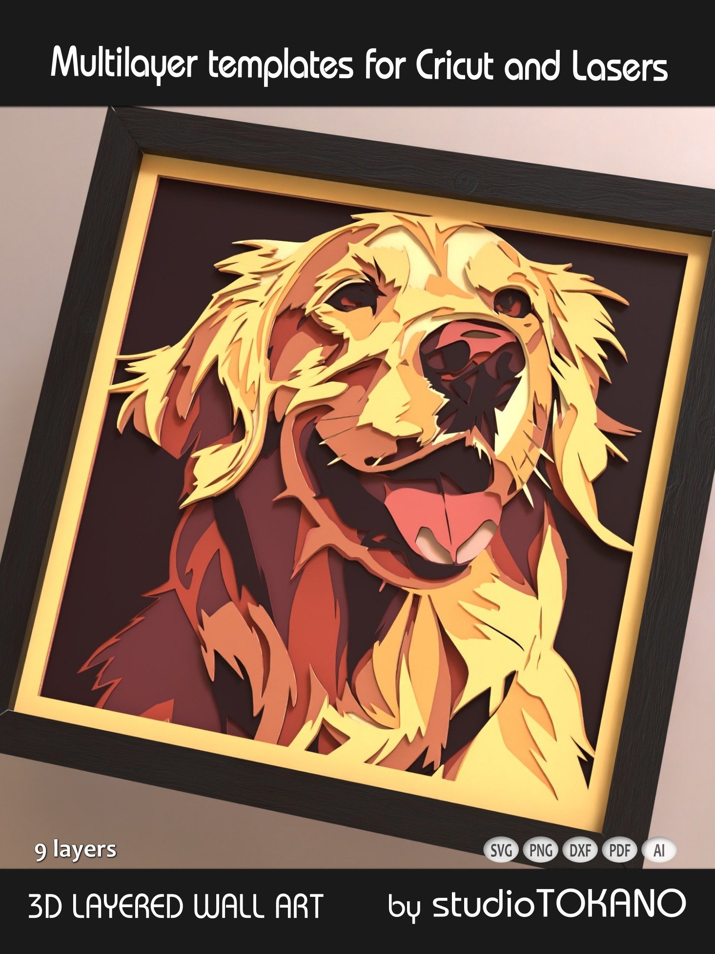 Golden Retriever Dog 3D Cardstock SVG product image (4)