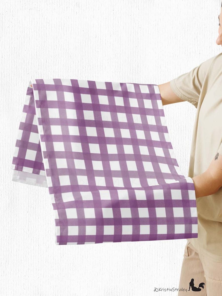 Mauve Gingham Checker on White Table Runner product image (5)
