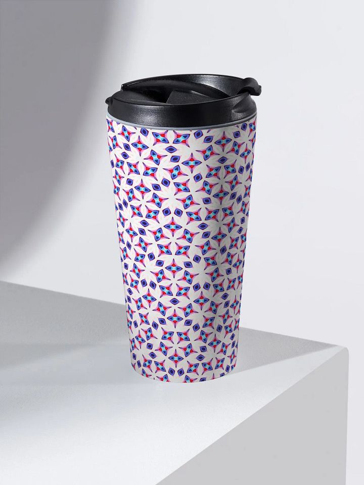 White Blue & Red Seamless Diamond Pattern Travel Mug product image (2)