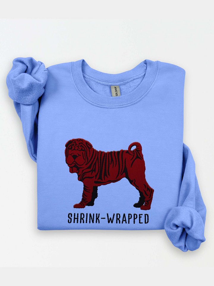 Shrink-Wrapped Sweatshirt (Embroidered) of a Chinese Shar-Pei(Chocolate) product image (1)