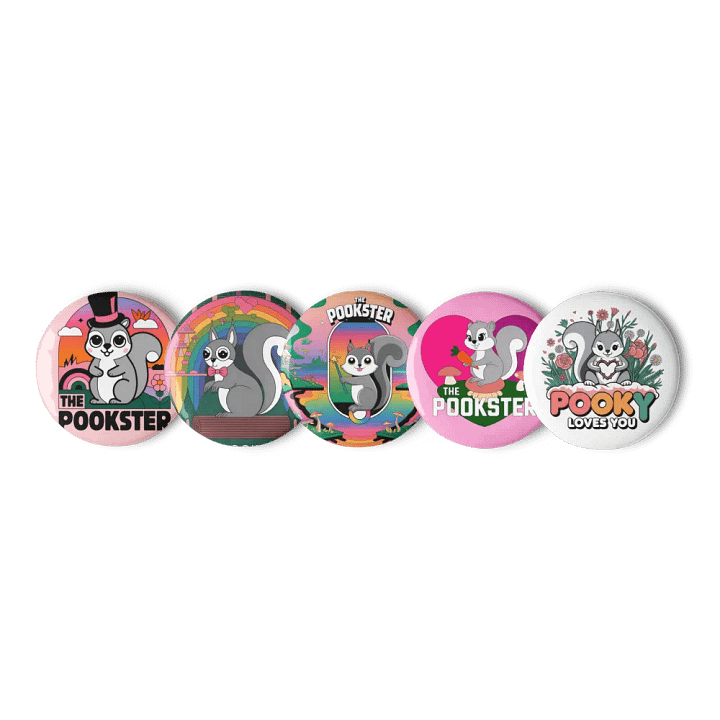 Original Pooky Artwork Buttons: Set of Five -h product image (1)
