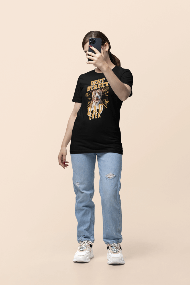 Yellow Best Staffy Dad Ever Regular Fit T-shirt product image (3)