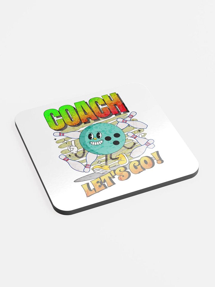 Retro Mascot Coach Bowling Excited Cork Coaster product image (2)