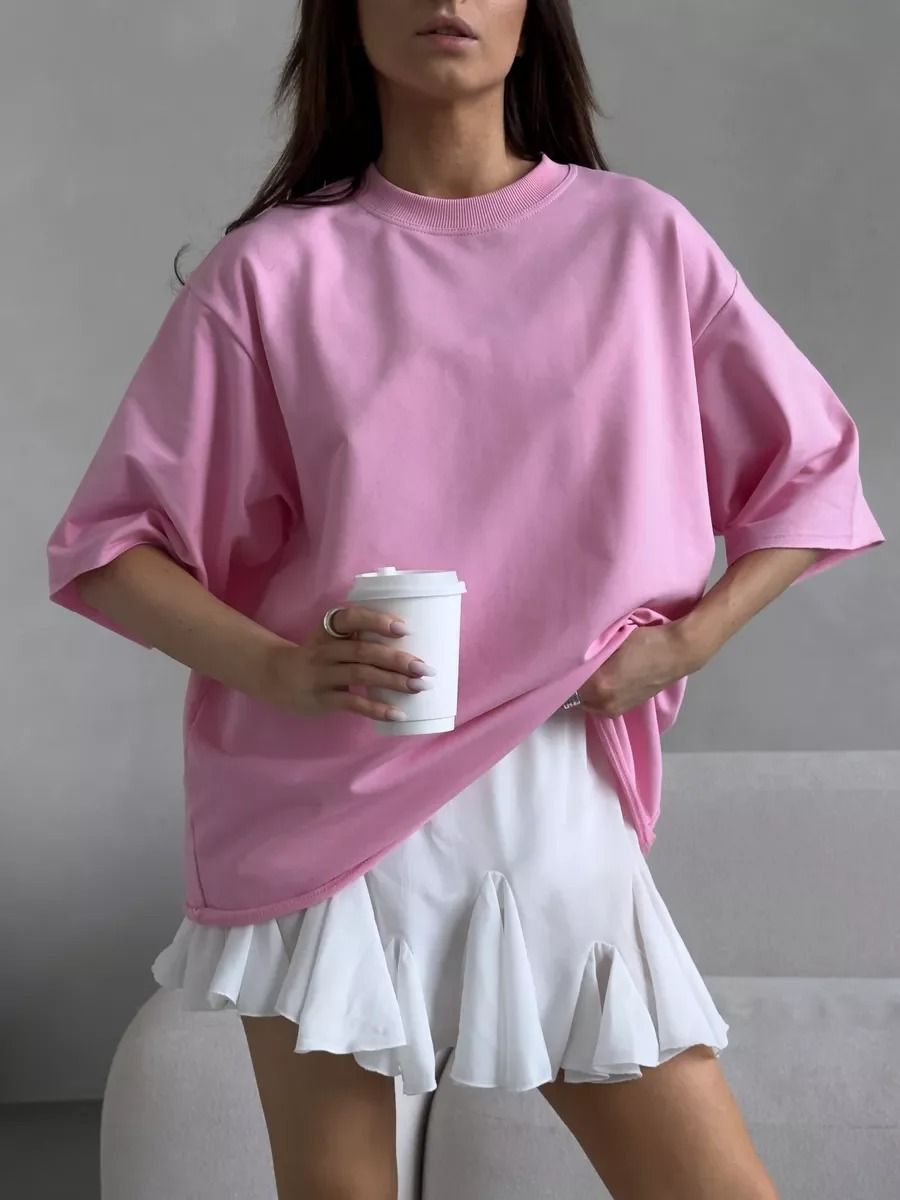 Casual Oversized Pink Loose Tshirt product image (3)