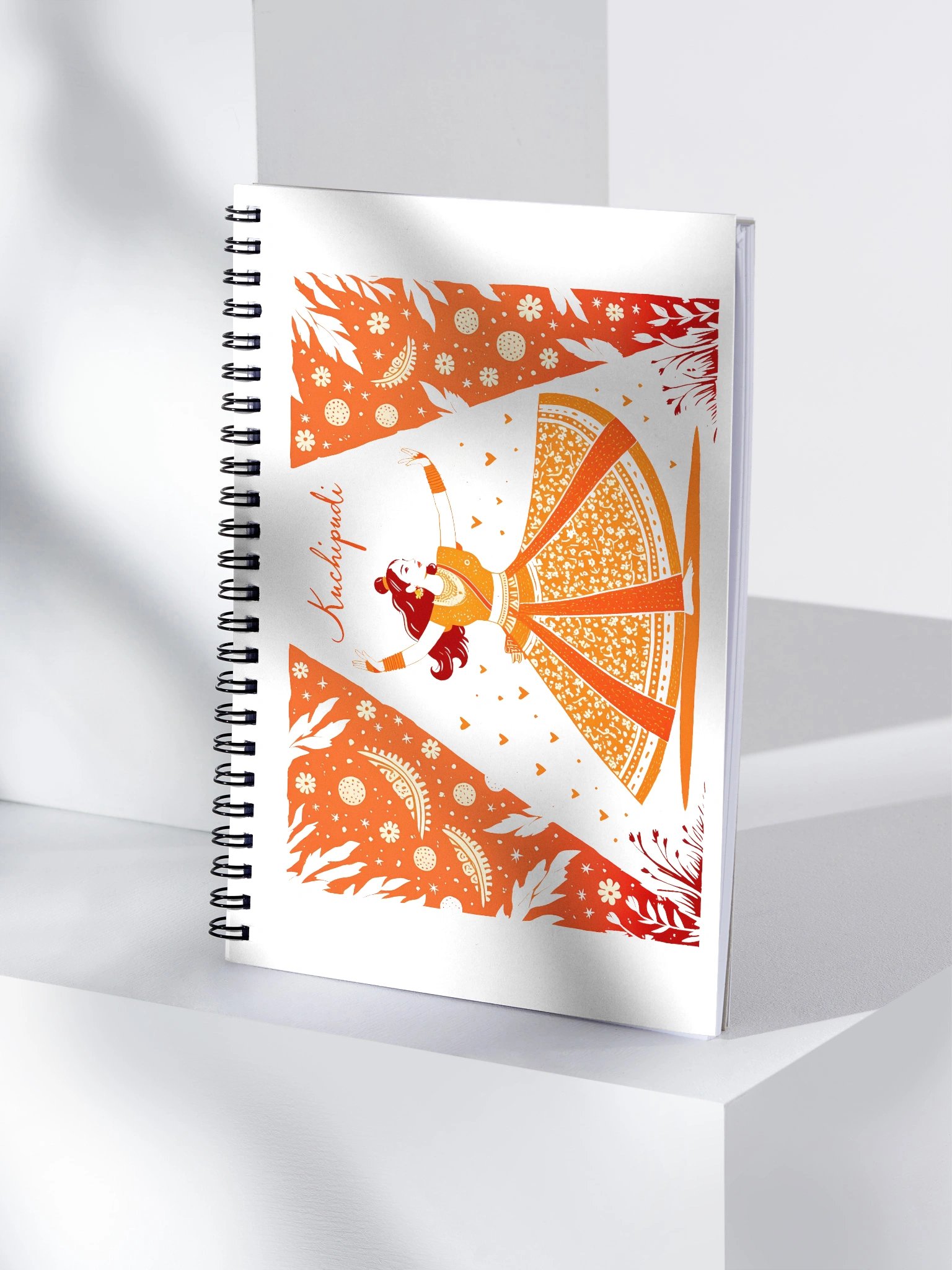 Elegant Kuchipudi Performance | Orange-Hued Art Spiral Notebook product image (4)