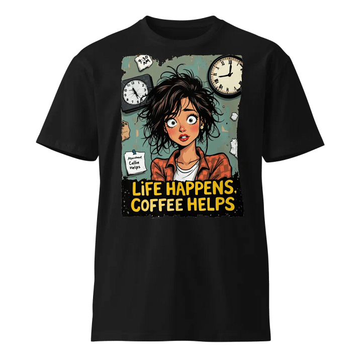 Life Happens, Coffee Helps Cartoon T-Shirt product image (1)