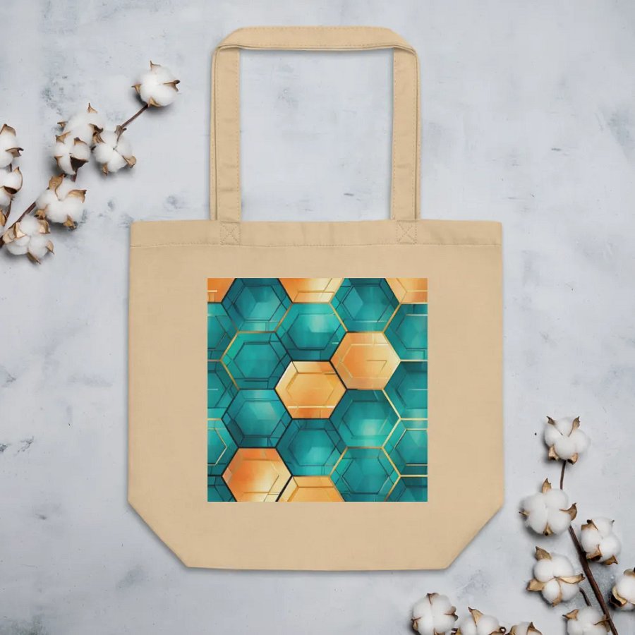 Hexagonal Harmony: Teal and Gold Geometric Fusion product image (4)