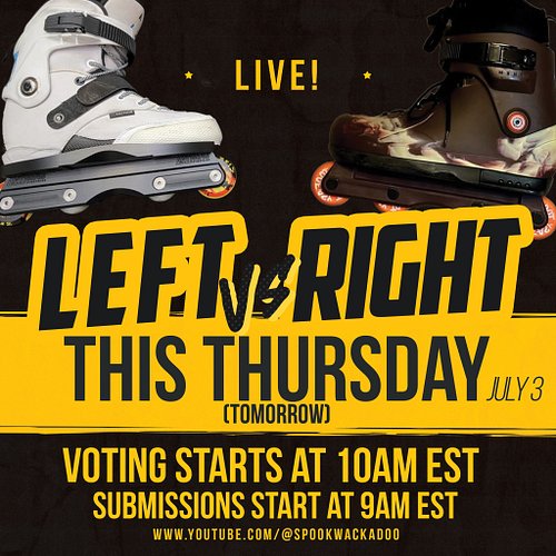 TOMORROW ON YOUTUBE! Send in your skates if you want to partake in our friendly competition where we rate each other's skates...