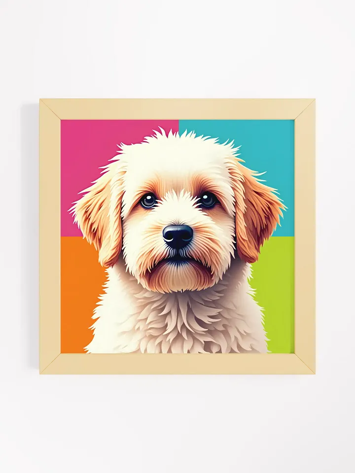 Vibrant Pop Art Fluffy Dog Framed Poster product image (1)
