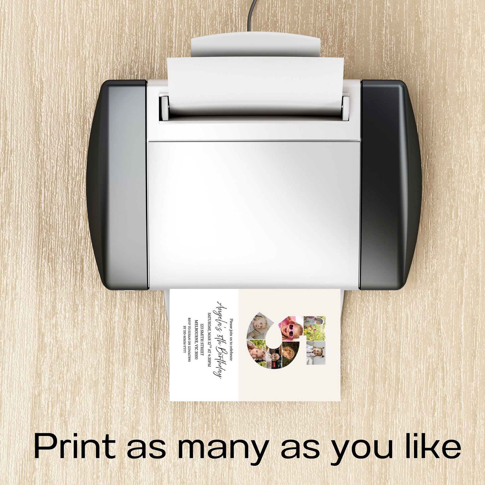 5th Birthday Photo Collage Editable Invitation Template product image (9)