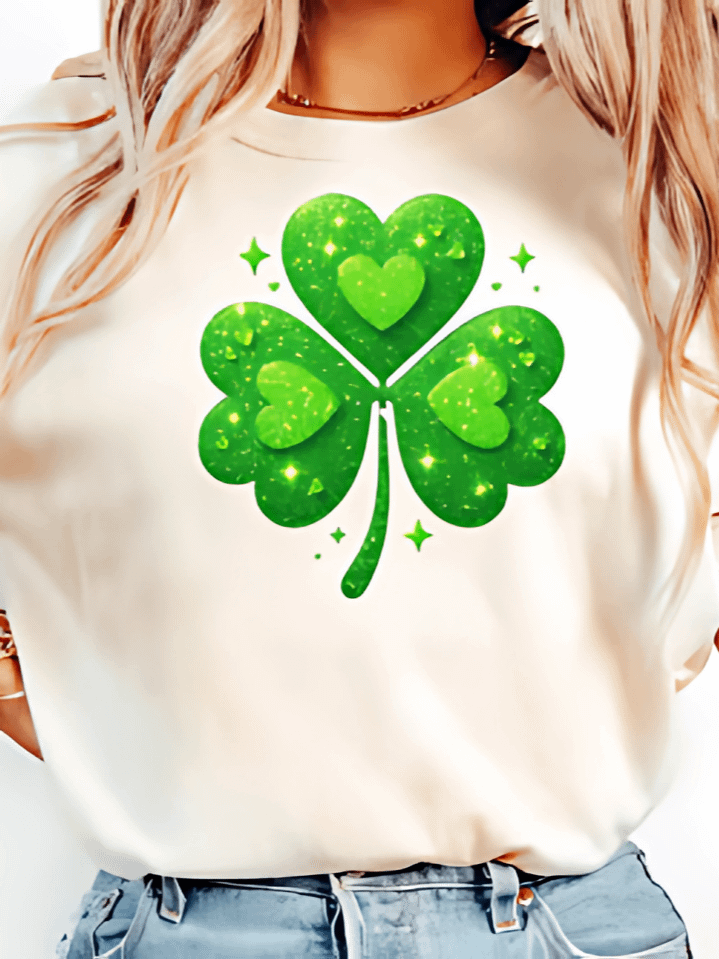 Lucky Glitter Shamrock St. Patrick’s Day T-Shirt Sublimation Design – festive Irish graphic, 300 DPI PNG, instant digital download product image (1)