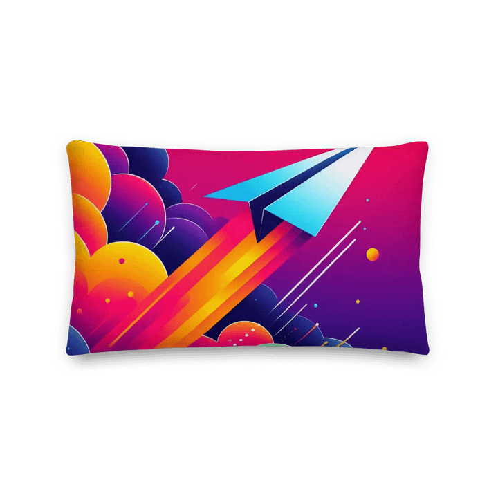 Elevate Your Decor with Upward Bound Premium Pillow| AI design paper airplane product image (2)