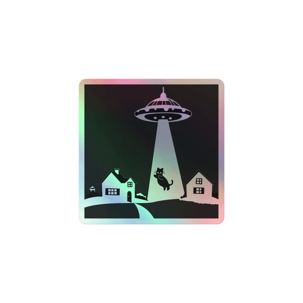 UFO and Cat Holographic Sticker product image (1)