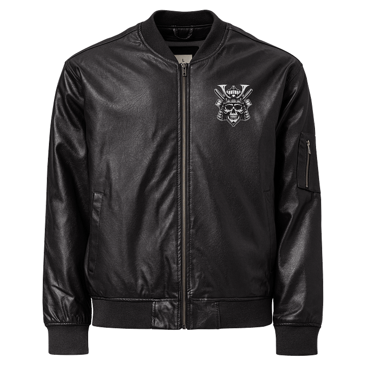 Samurai Skull Stylized Leather Bomber Jacket product image (1)
