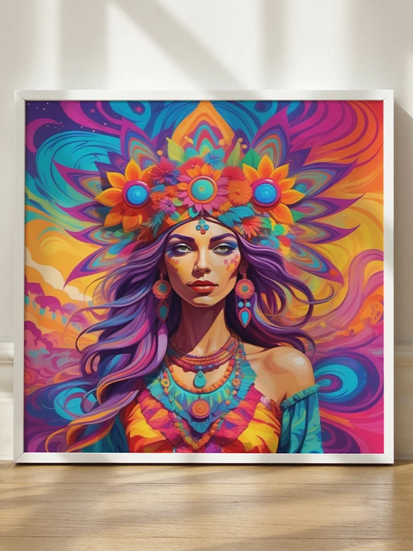 Flower Power Priestess - Square Poster product image (3)