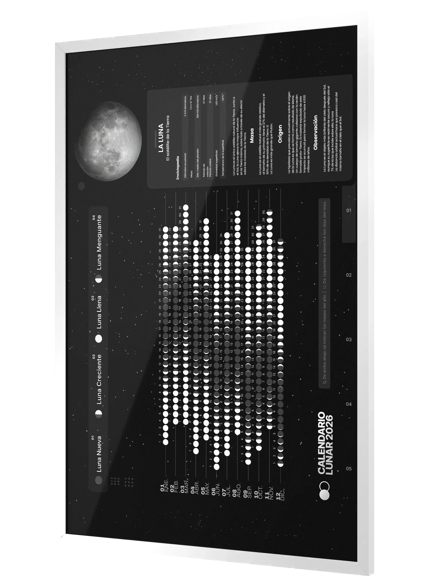 Calendario de pared de las fases lunares de 2026 - 24" x 36" product image (4)