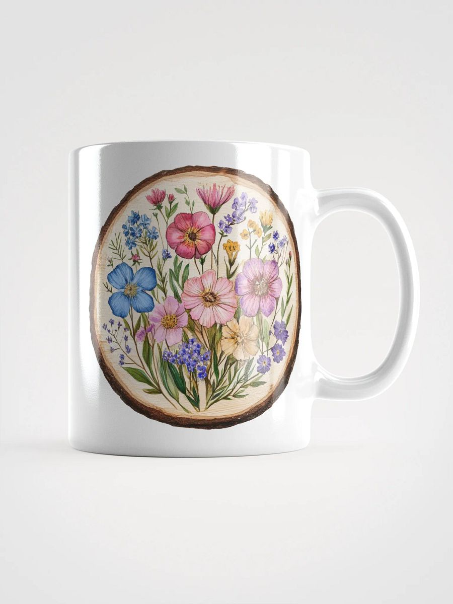 Rainbow Wildflower Round Wood Art Mug product image (1)
