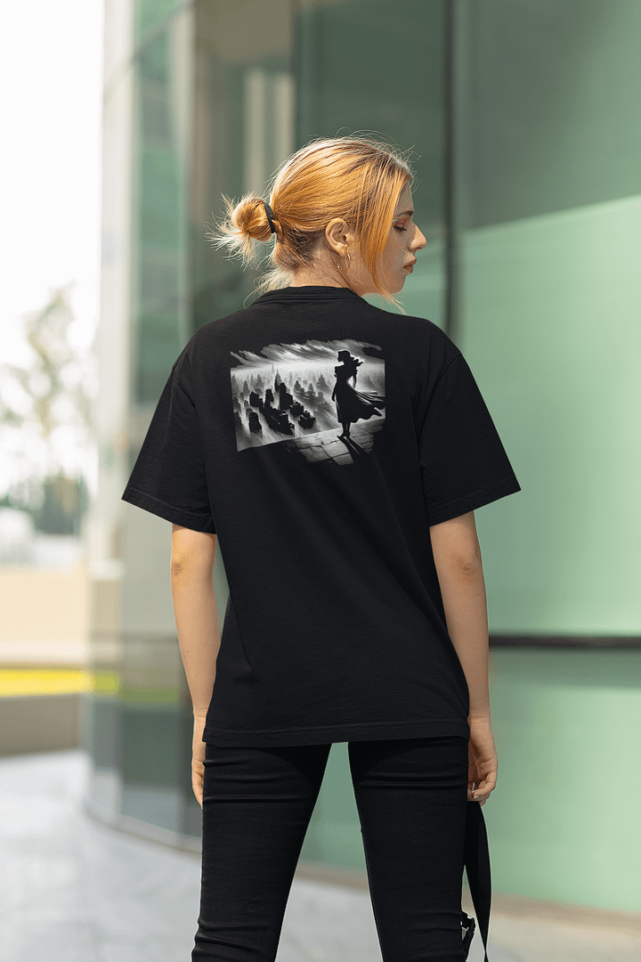 Rooftop Dreams Over Noir Cityscape (Womens Tee) product image (2)