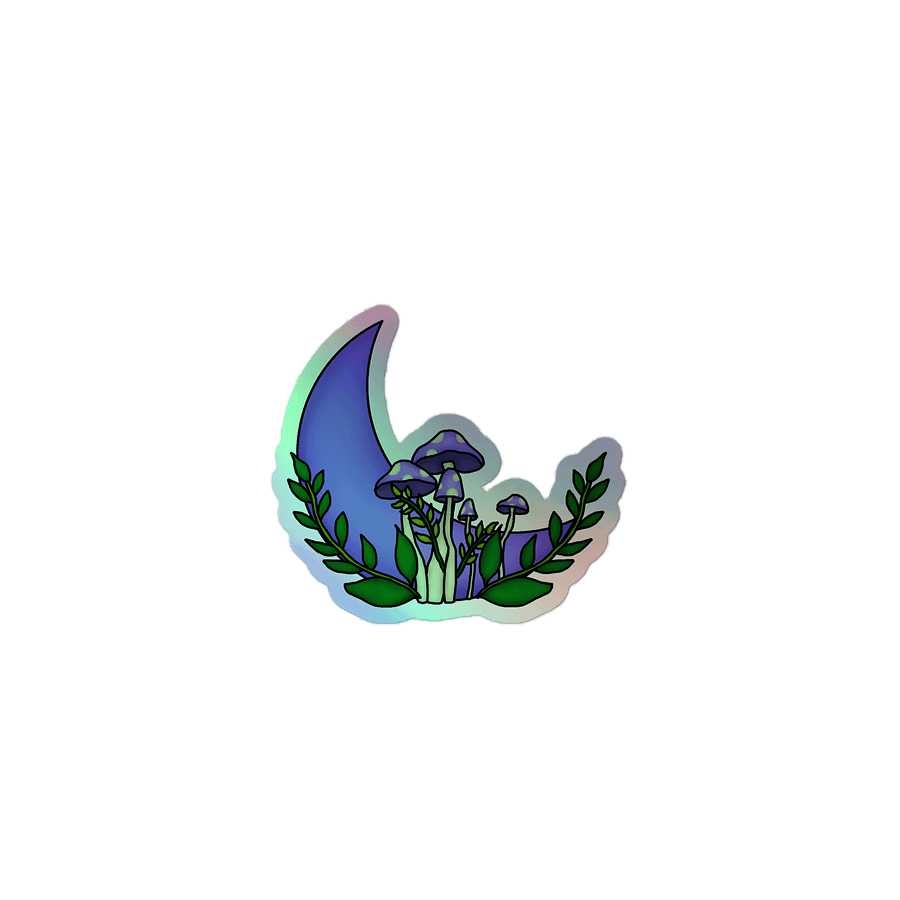 Moon & Mushrooms Holographic Sticker product image (1)