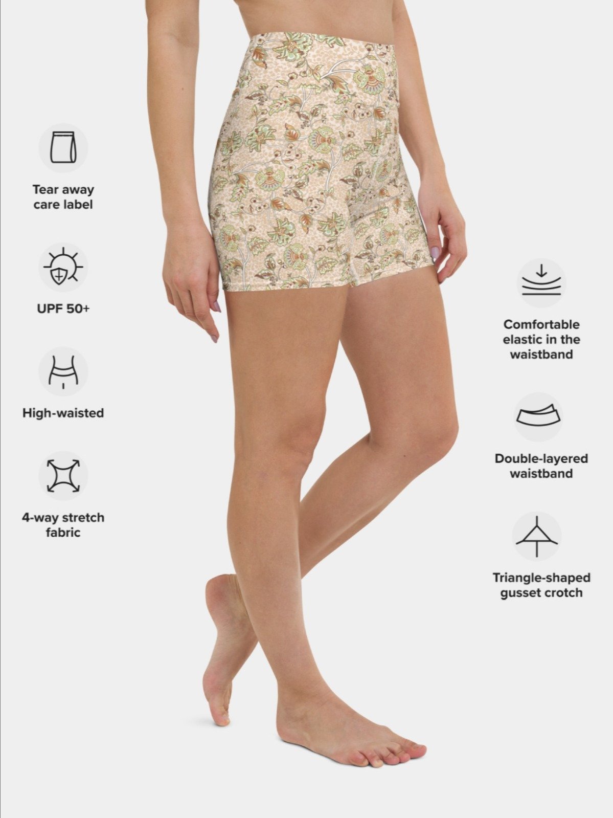 Printed Shorts "Elegant Neutral Beige Chintz" product image (3)