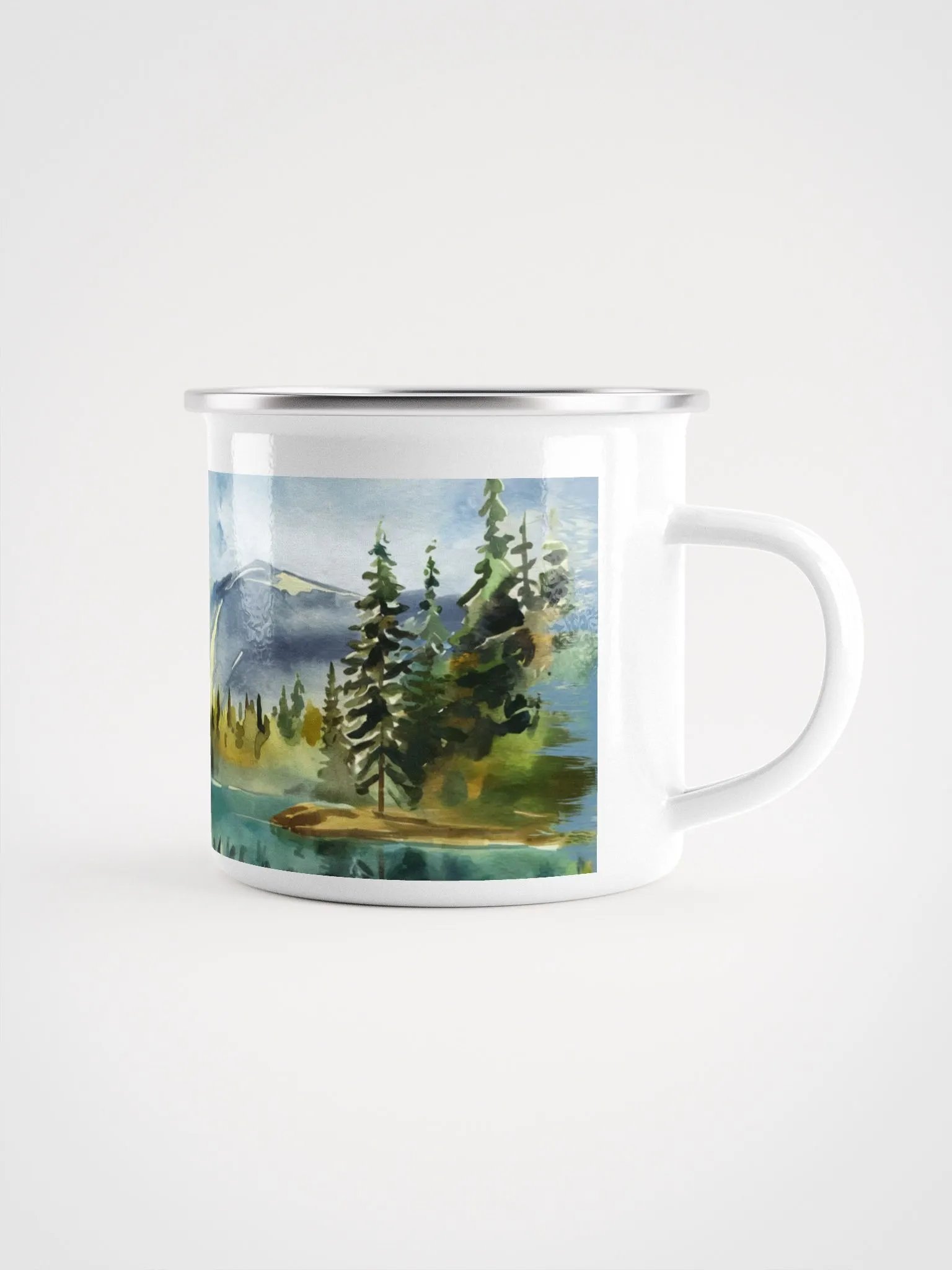Watercolor Serene Lake Enamel Mug 12oz product image (1)