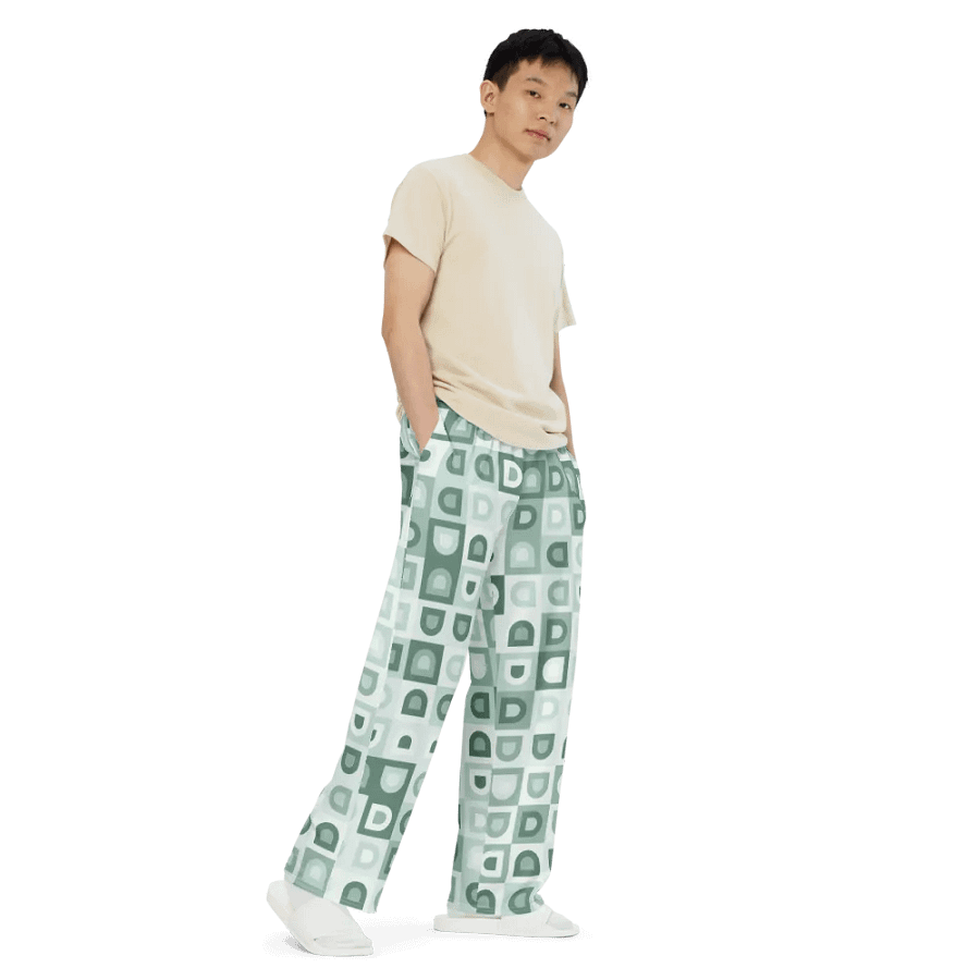 BUIII Retro Geometric: Mint Oasis Wide-Leg Pants product image (7)