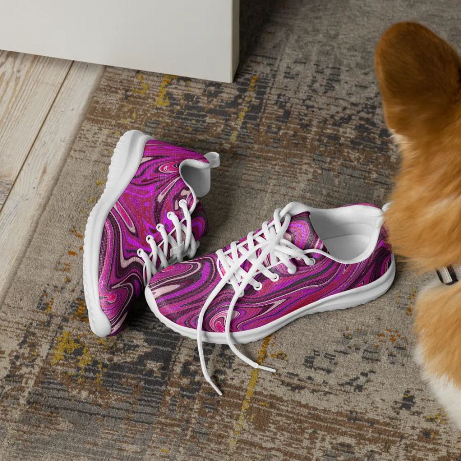 Women's Athletic Shoes - Pink and Purple Digital Fluid Art product image (6)