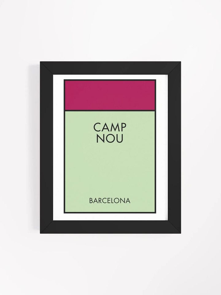 Camp Nou Barcelona Monopoly Title Art Framed Print product image (1)