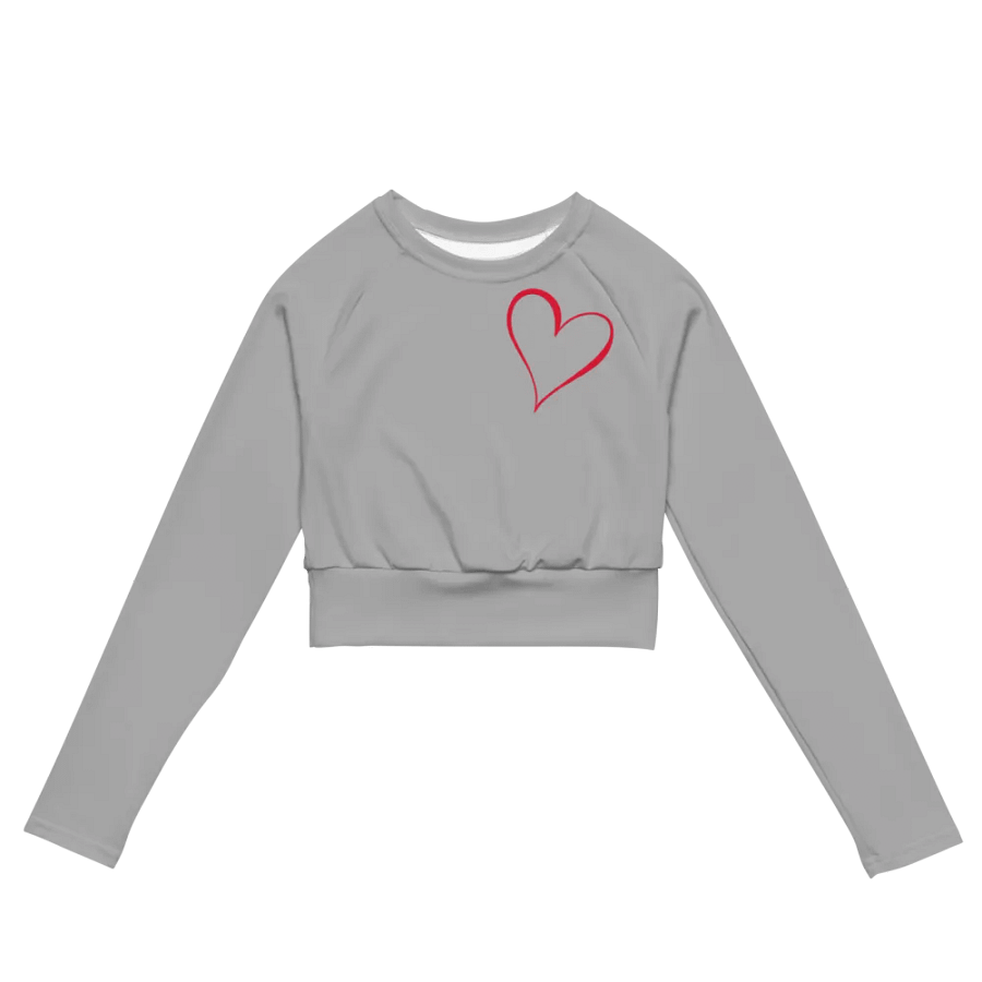 "Qu@lity He@rt" Long Sleeve Crop Top (Grey) product image (2)