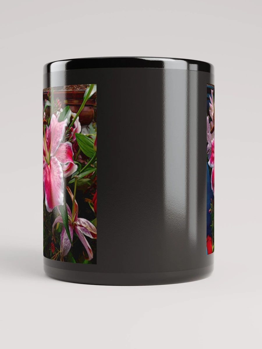 Big Petaled Pink and White Lily Black Coffee Mug product image (10)