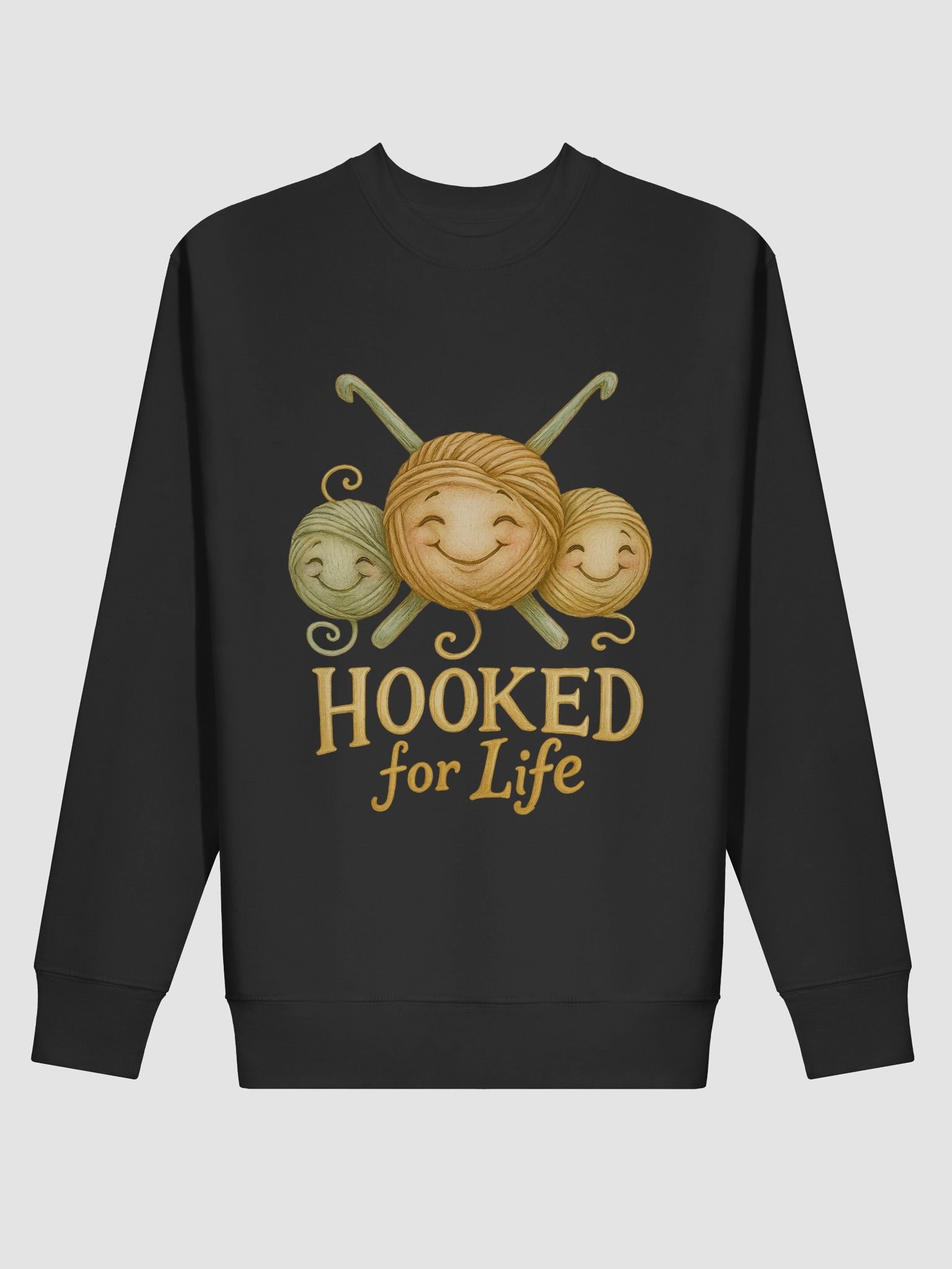 Hooked for Life Sweatshirt - Funny Crochet Shirt Gift for Knitters & Yarn Lovers product image (2)
