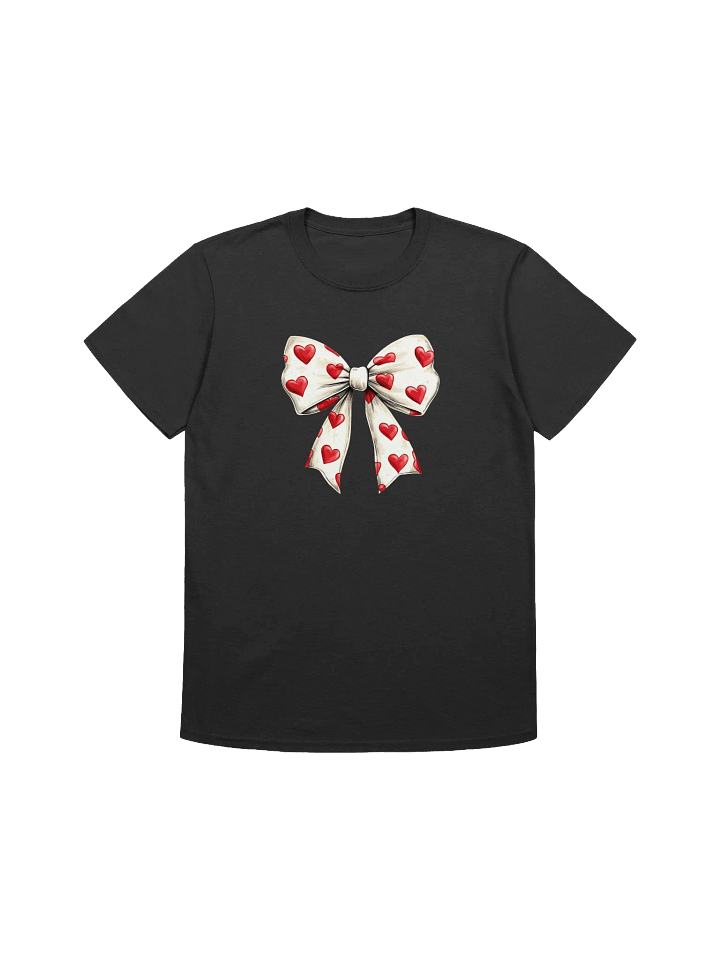 Valentine’s Day Unisex T-Shirt Celebrating Love Red Hearts Bow product image (1)
