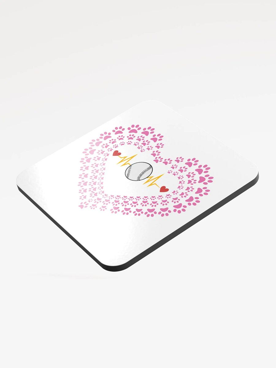 Heart Paw Print Baseball Cork Coaster product image (3)