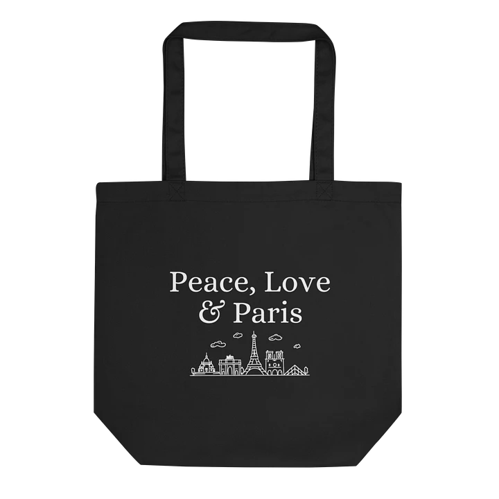 Peace, Love and Paris Organic Statement Tote with Monuments Eco-Friendly Chic product image (2)