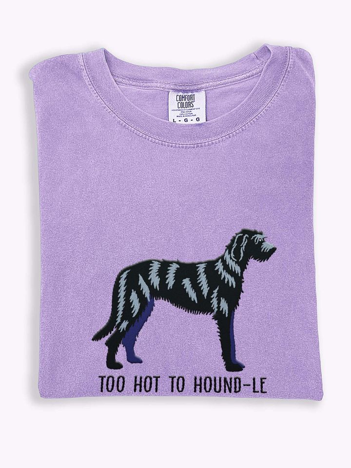 Too Hot to Houndle T-Shirt(Embroidered) of an Irish Wolfhound(Black) product image (1)