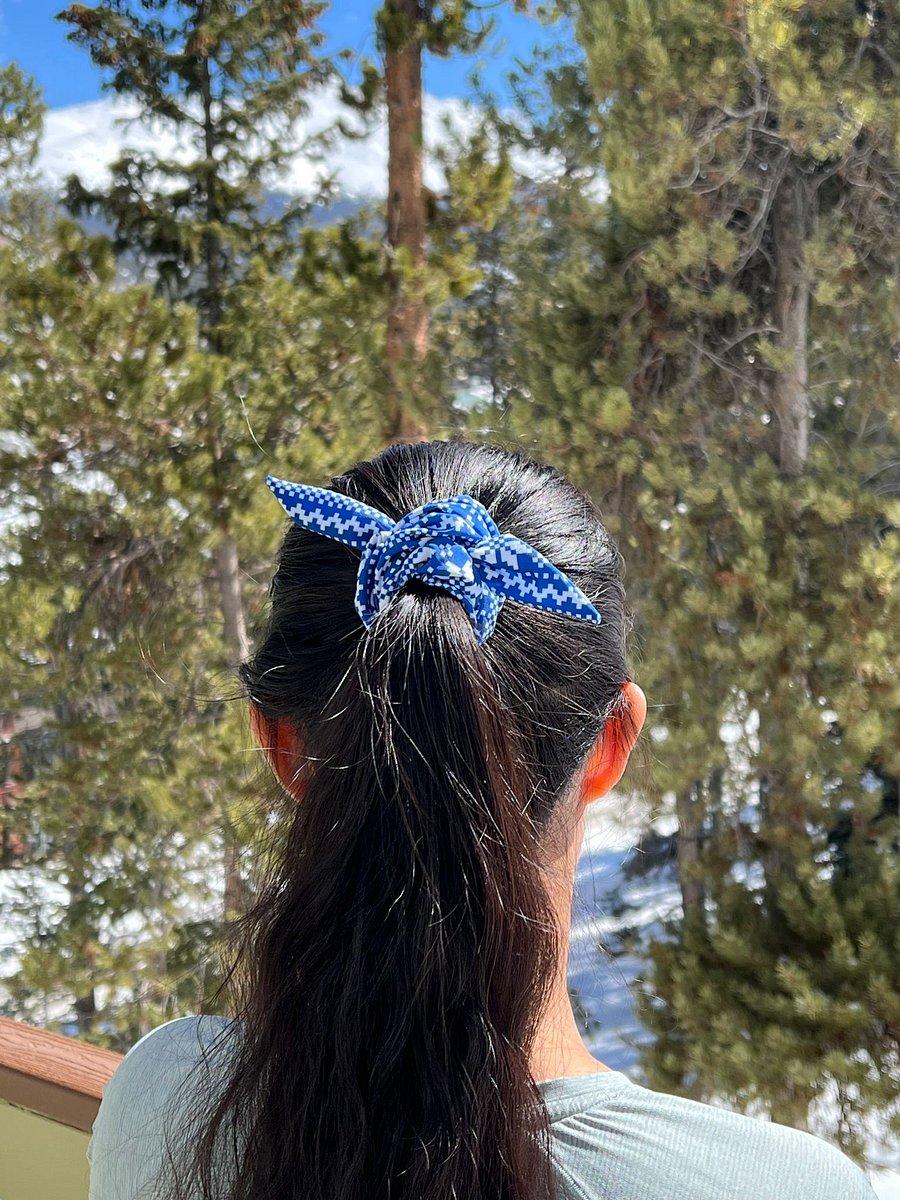 Winter Blue Snowflake Scrunchie with Bow product image (2)