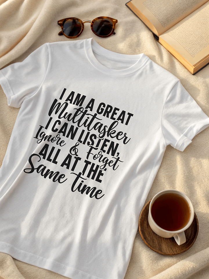 I Am A Great Multitasker I Can Listen Women White T-Shirt product image (2)