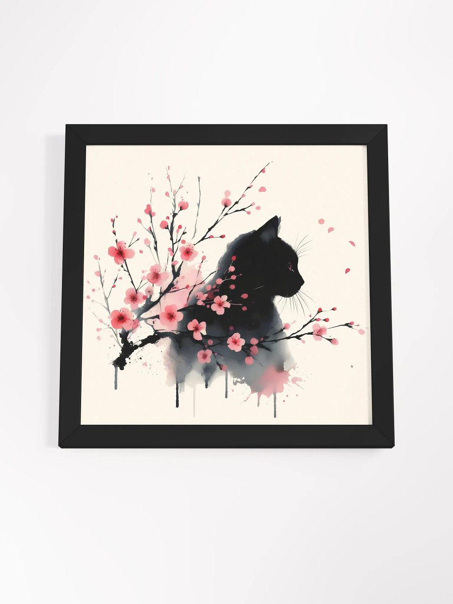 Elegant Black Cat & Cherry Blossoms - Wall Art product image (8)