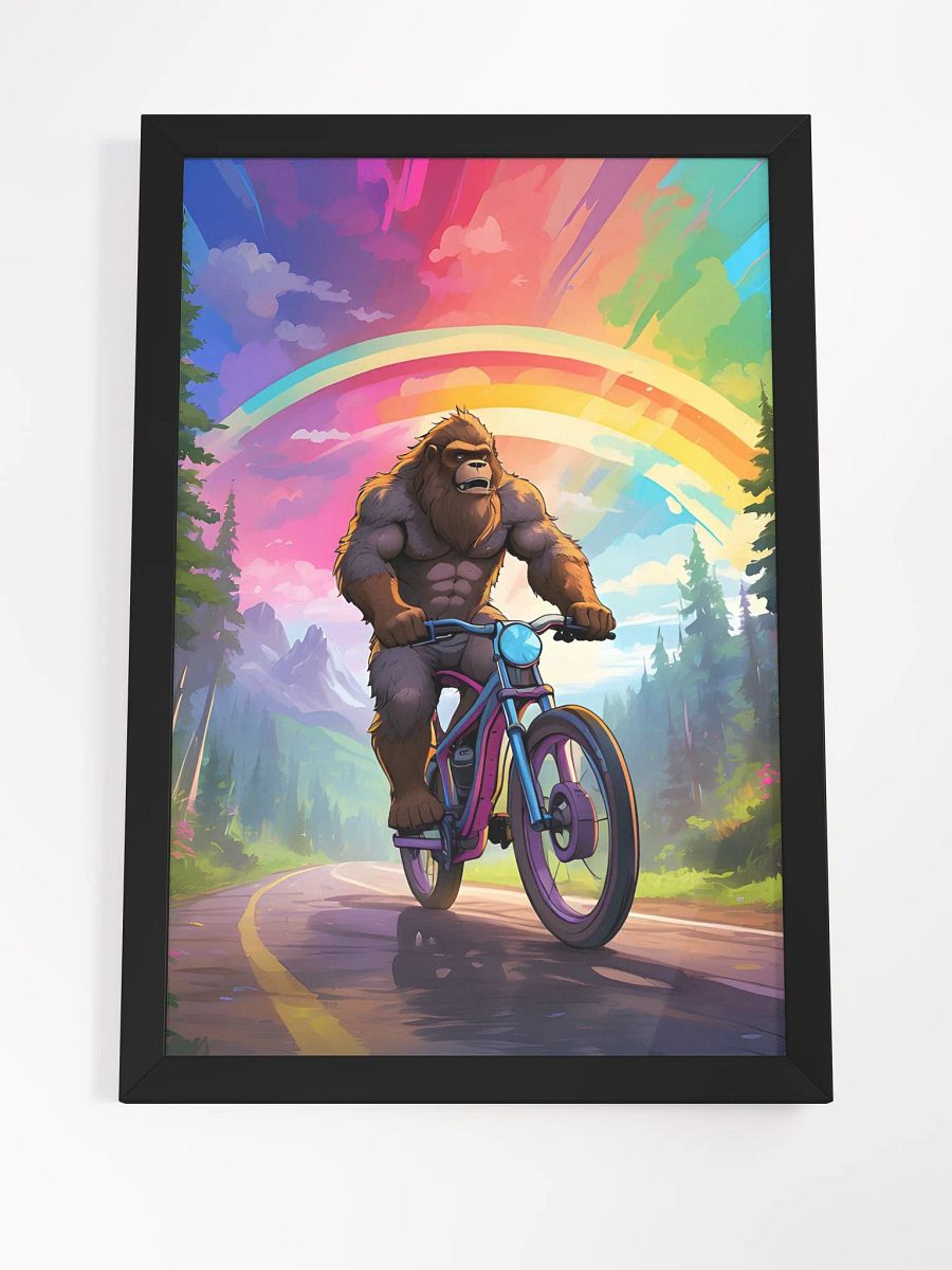 Bigfoot Riding a Motorcycle Framed Poster product image (5)