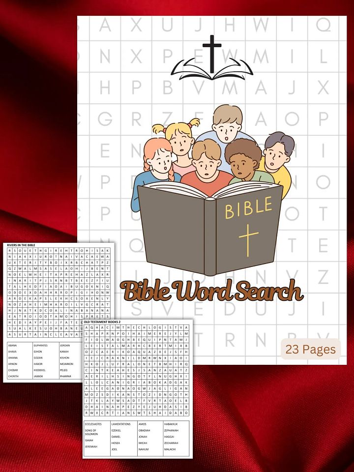 Bible word search printable, childrens ministry word search printable, printable word search 23 pages, Books of Bible Game product image (1)