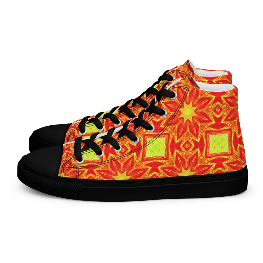 Abstract Repeating Orange Flower Ladies Canvas Shoe High Tops product image (1)