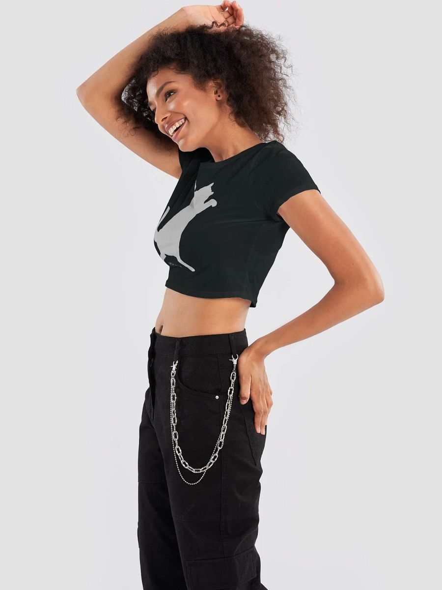 White Cat Silhouette Dancing for DeMeowcracy Women's Crop Tee product image (3)