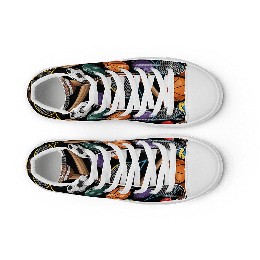Sports Equipment Pattern High Top Shoes product image (9)