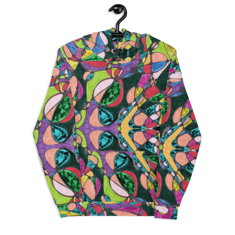 Abstract Colourful Patterned Neurographic Unisex Pull Over Hoodie product image (7)